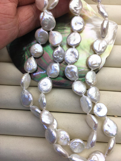 25'' AA+ 11-12mm White Coin Pearl Necklace - petite Pearl Necklace - Pearl Jewelry,NPN1-050