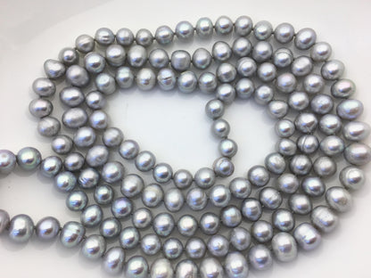 48'' 9mm Gray Near round potato Pearl Necklace,dark gray Pearl necklace,gray round pearl, Love, Mothers Day,Happiness,wholesale,NPN1-002