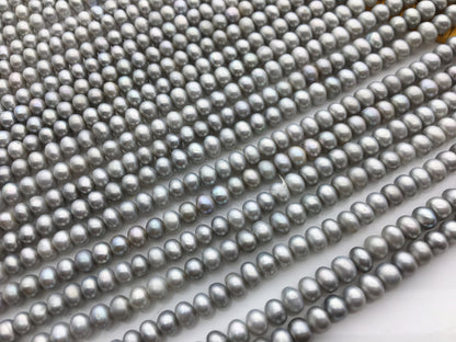AAA 5-5.5mm gray button round freshwater pearls,Rondelle pearl Beads,gray freshwater pearl,loose strands,SM5-3A-20