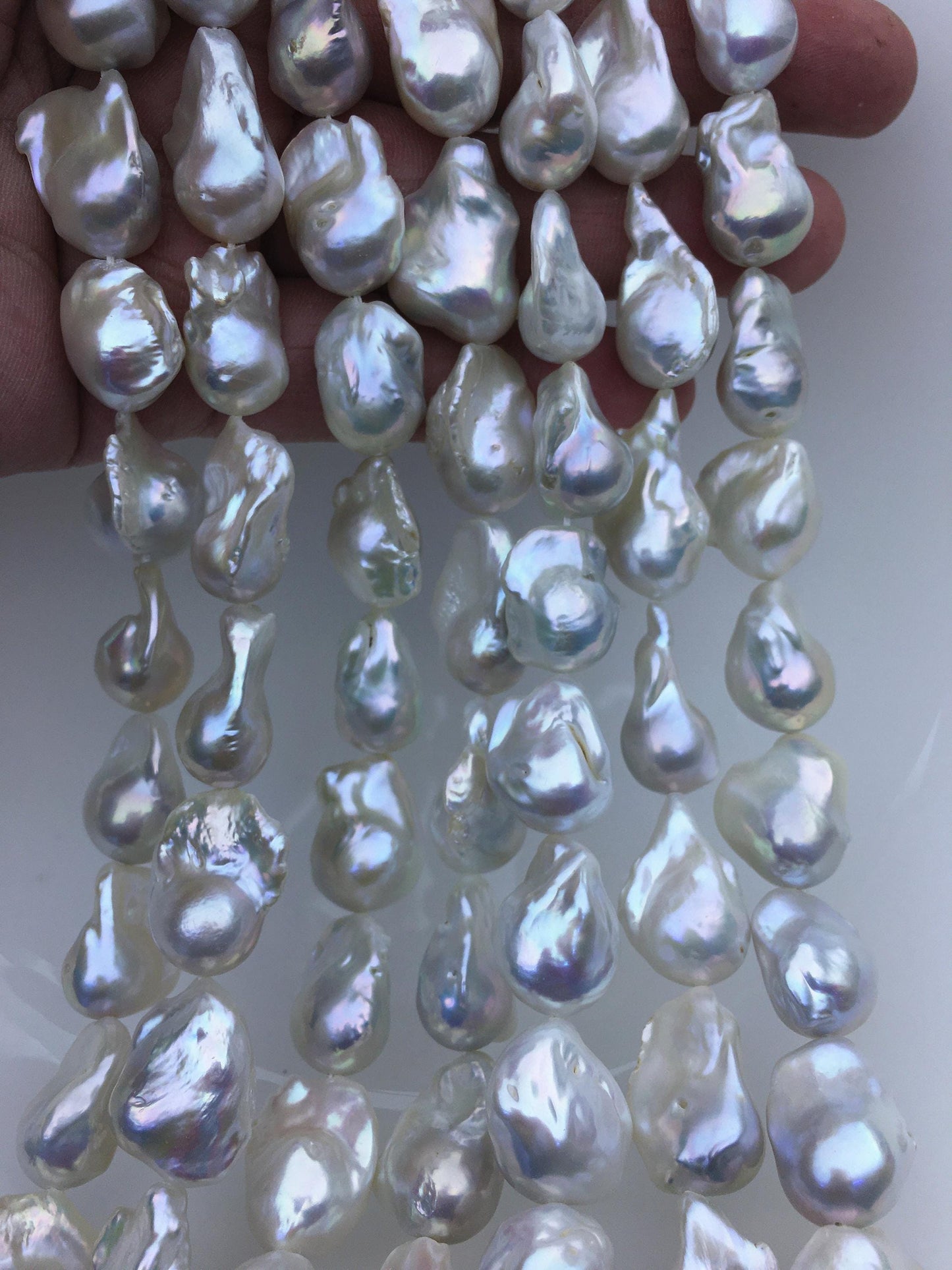 15.5'' AA+ 13-17mm white flame ball pearl,FL15-2A-5-32