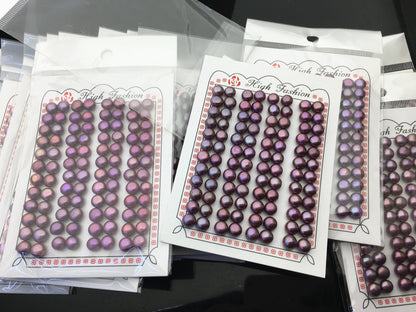 48 pairs AA+ 7-8mm brown button round freshwater pearls pairs,half hole,BTN7-T17