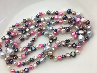 48'' AAA 4-9mm misc color nugget freshwater pearl Necklace,NPN1-120
