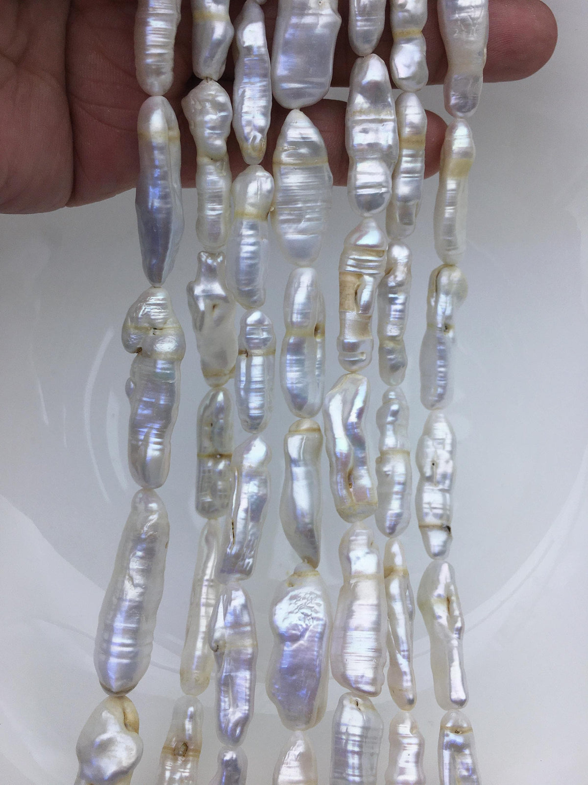 7 strands A 7-11mm white Thick Keshi Biwa Pearl Necklace,ZS-200-120-11