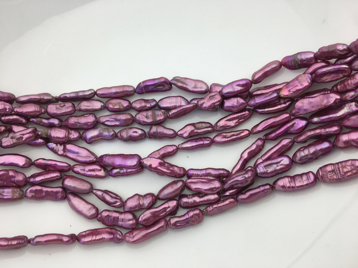 AA 6-8mm purple red Biwa Pearl Necklace,Genuine Fresh Water Pearl,Wedding Necklace,Mothers Day,ZS-80-10-54