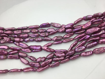 AA 6-8mm purple red Biwa Pearl Necklace,Genuine Fresh Water Pearl,Wedding Necklace,Mothers Day,ZS-80-10-54