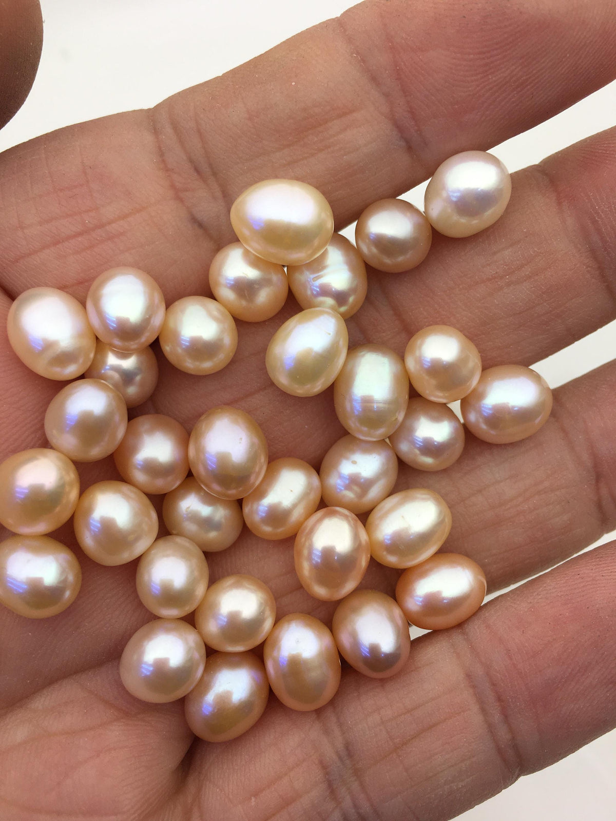 20pcs AAA 7.3-8.3mm*8.5-9.5mm Pink orange rice pearl for Oyster,for wish pearl oyster,for pearl vacuum-packed oysters,LR7-3A-2
