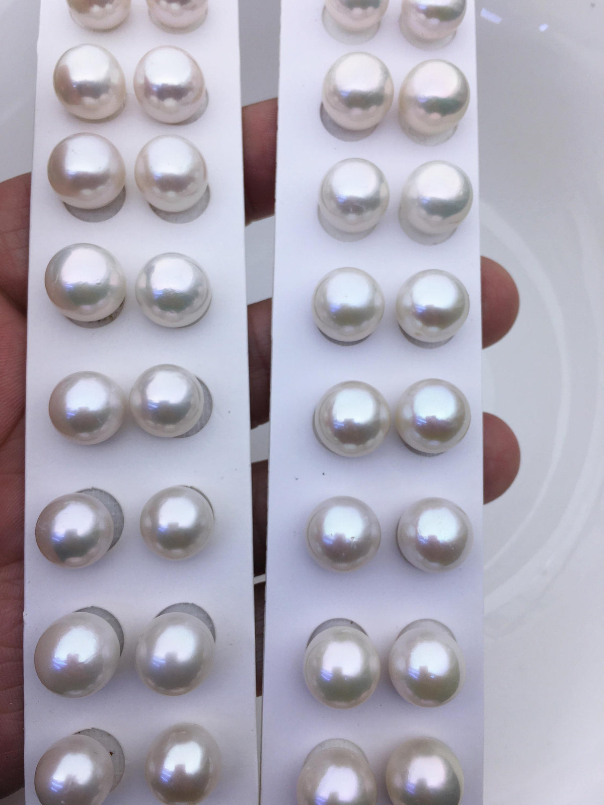 5 pairs AA+ 11-12mm white round freshwater pearl pair,no hole,RP11-3A-8