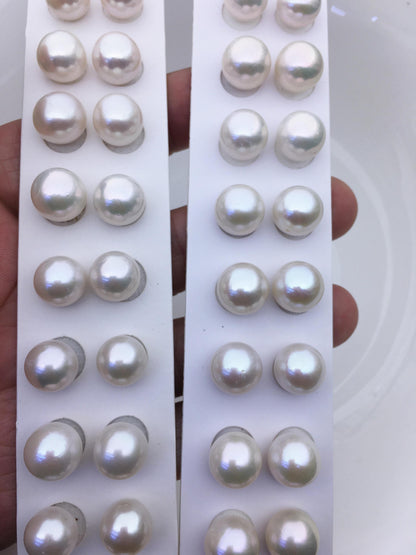 5 pairs AA+ 11-12mm white round freshwater pearl pair,no hole,RP11-3A-8