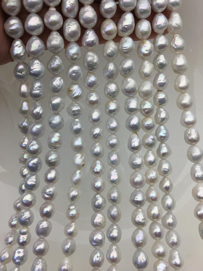 AA 7-8mm white baroque rice freshwater pearls,Cultured white freshwater pearls beads,pearl necklace,pearl wholesale,LR7-T8