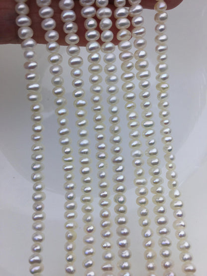 AAA 4.5-5mm tiny white button round pearls,full strand,Rondelle pearl Beads,white freshwater pearl,loose strands,SM4-3A-42