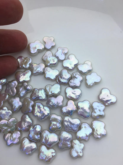 20pcs AAA 12-13mm white butterfly baroque no hole freshwater pearls,ZS-119-25
