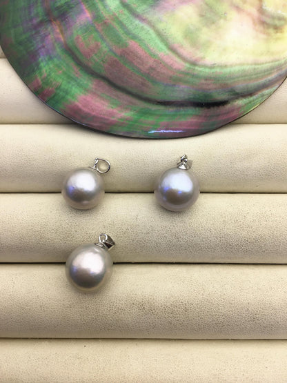 1pc AAA- 12-13mm big gray round freshwater pearl pendant,- NC1-027-2