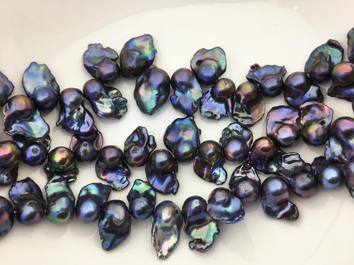 15.5'' A 12-17mm black blue flame ball pearl,FL15-2A-5-33