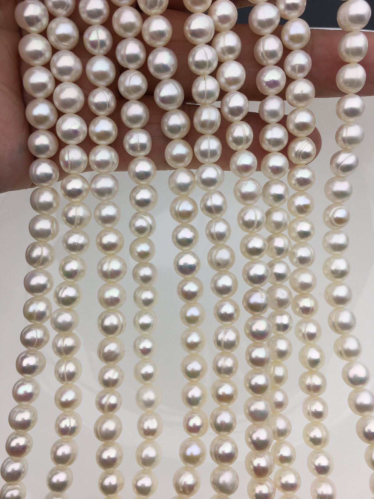 AA 6.4-7.4mm white near round freshwater pearls,RP7-2A-5