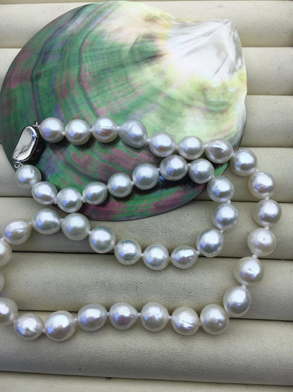 High Luster!17.5'' AAA 8-10mm white baroque drop edison freshwater Pearl necklace,genuine Natural Pearl Necklace,NPN1-T30-2