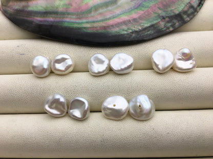 1 pair AAA 10-11mm White keshi pearls Pair,for make stud earrings,baroque pearl,loose pearl beads,very high luster,ZS-127-62-15
