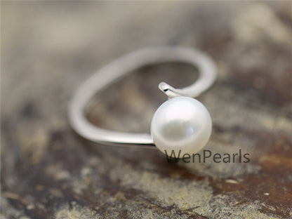 AAA white Pearl Genuine Sterling silver ring,anniversary ring,cheap wedding rings for women,sterling silver 925 open ring jewellery,R1-019