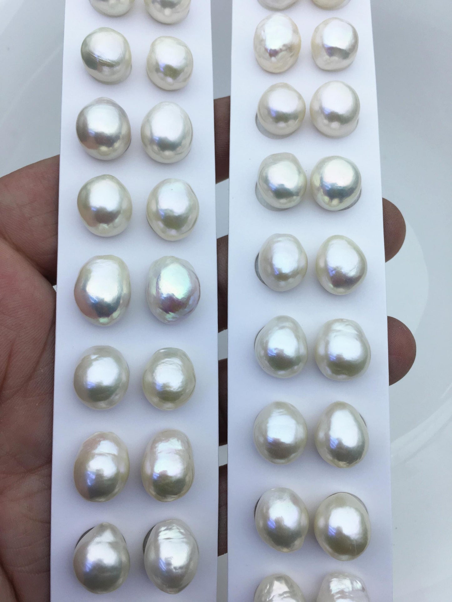 2 pairs AAA 11-12mm BIG white rice freshwater pearls pairs,rice pearl earrings,for dangle pearl earrings,LR11-3A-1