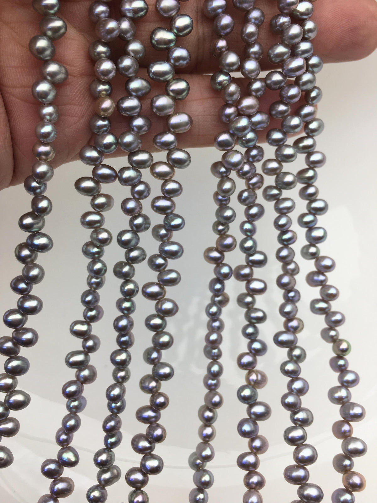 AAA 4-4.5mm gray rice freshwater pearls,Cultured white rice freshwater pearls beads strand,Valentine's Day gift,LR4-3A-47