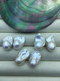 2 pairs AAA- 13-17mm White Flameball Pearl Pairs - large Baroque freshwater pearl pairs- 1.0 top side hole, FL15-3A-8-52