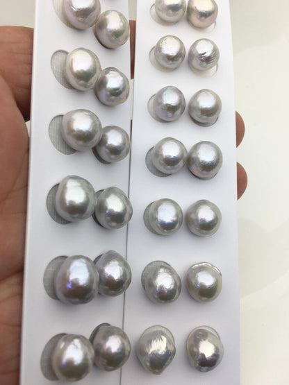 5pairs AAA 10-11mm Gray baroque drop edison freshwater pearl Pair,no hole,ED11-3A-2-23