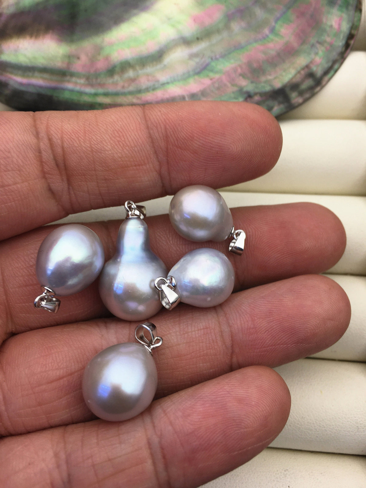 1pc AA+ 11-13mm Big Gray Drop freshwater Pearl pendant,sterling silver,NC1-T52