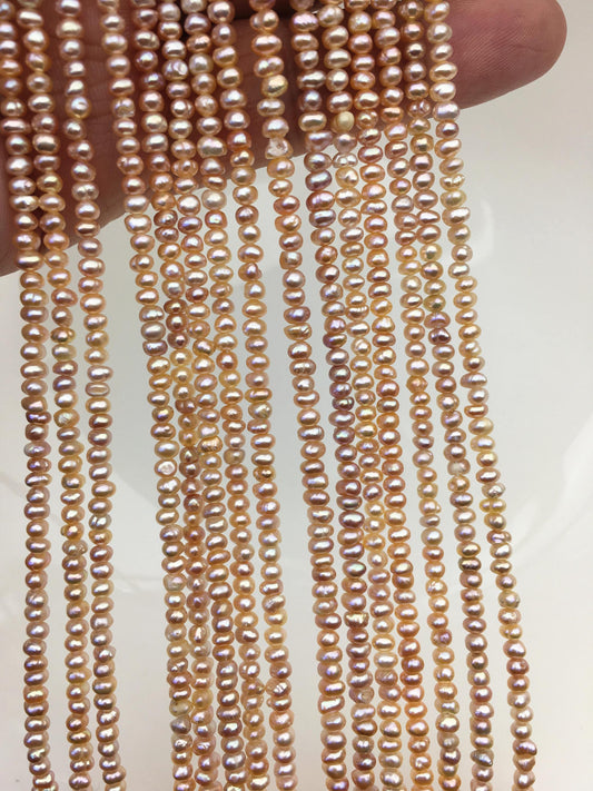 AA 3-3.5mm tiny pink button pearls,full strand,Rondelle pearl Beads,orange freshwater pearl,loose strands,SM3-2A-2