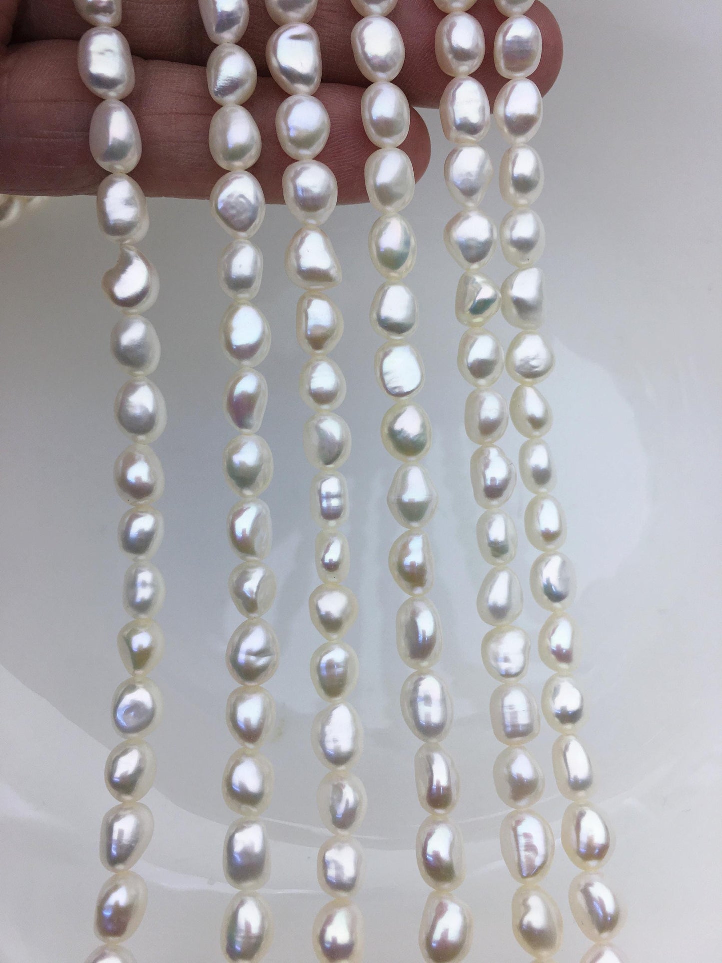 AA+ 6.5-7.3mm white nugget freshwater pearls,irregular nugget freshwater pearl strand,LM7-T4