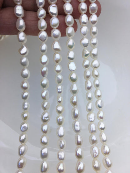 AA+ 6.5-7.3mm white nugget freshwater pearls,irregular nugget freshwater pearl strand,LM7-T4