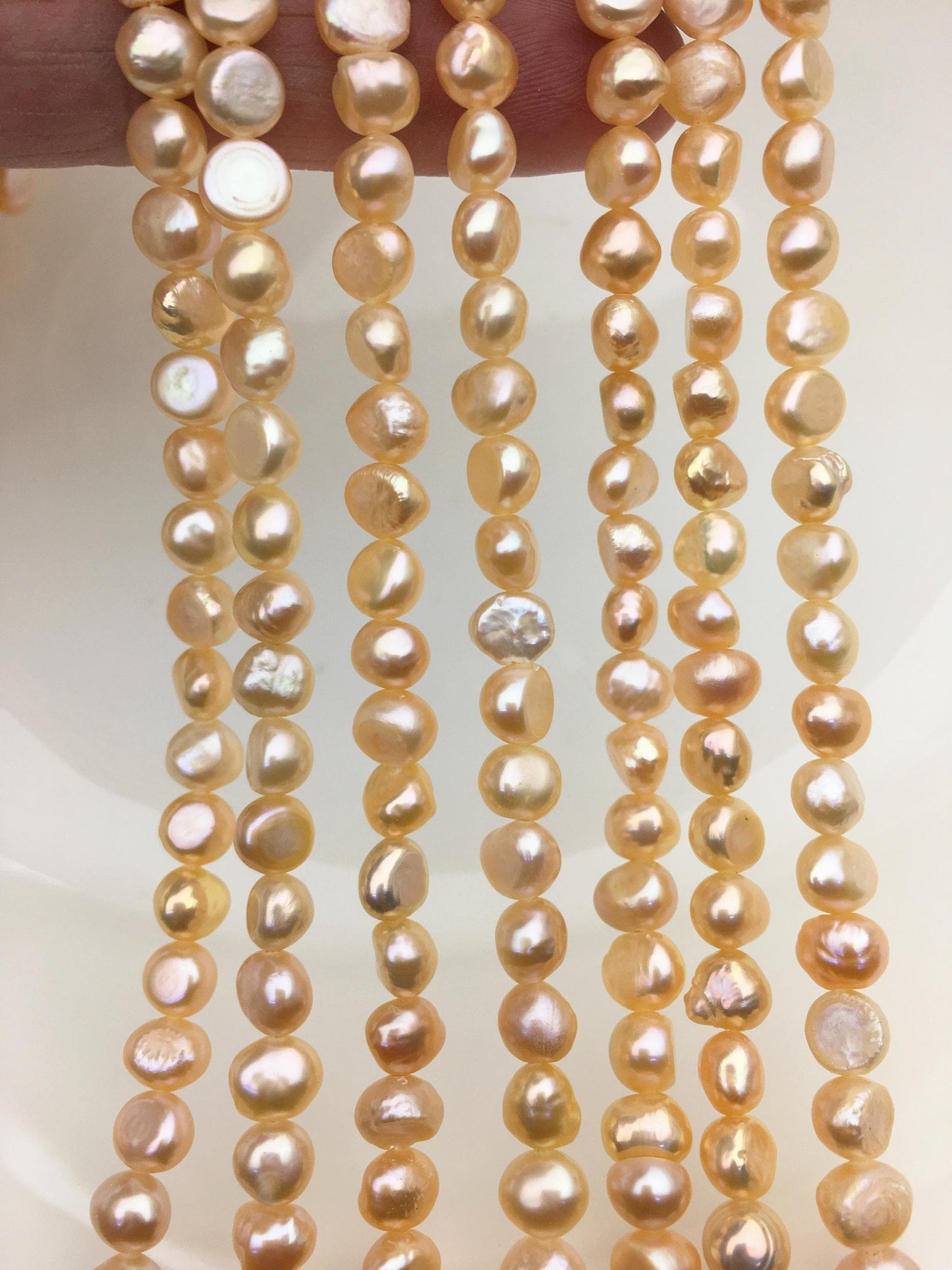 AA+ 6-6.5mm peach nugget freshwater pearls,irregular nugget freshwater pearl strand,cheap price,pearl factory china,LM6-T4