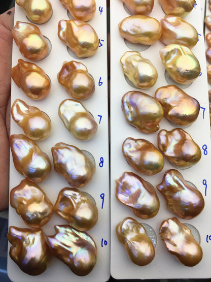 1 pair AAA 13-15mm Natural pink peach Rainbow Flame ball Pearl Pairs - large Baroque freshwater pearl pairs,Fire Ball Pearl,FL15-3A-8-29