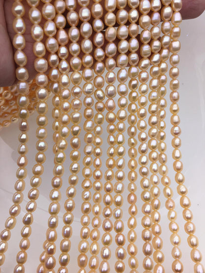 AA+ 5-6mm peach pink rice pearl beads,high luster freshwater pearls,loose freshwater pearl,LR5-2A-1