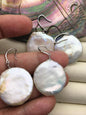 Rare!Big AA 26mm white Natural keshi Pearl Dangle Earrings,Earrings for Women Girls,SE3-T38-1