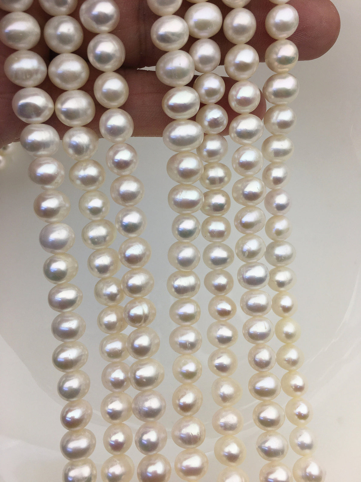 AA+ 7.3-8.3mm white potato freshwater pearls, Heirloom White Fresh Water Pearls,CR8-2A-3