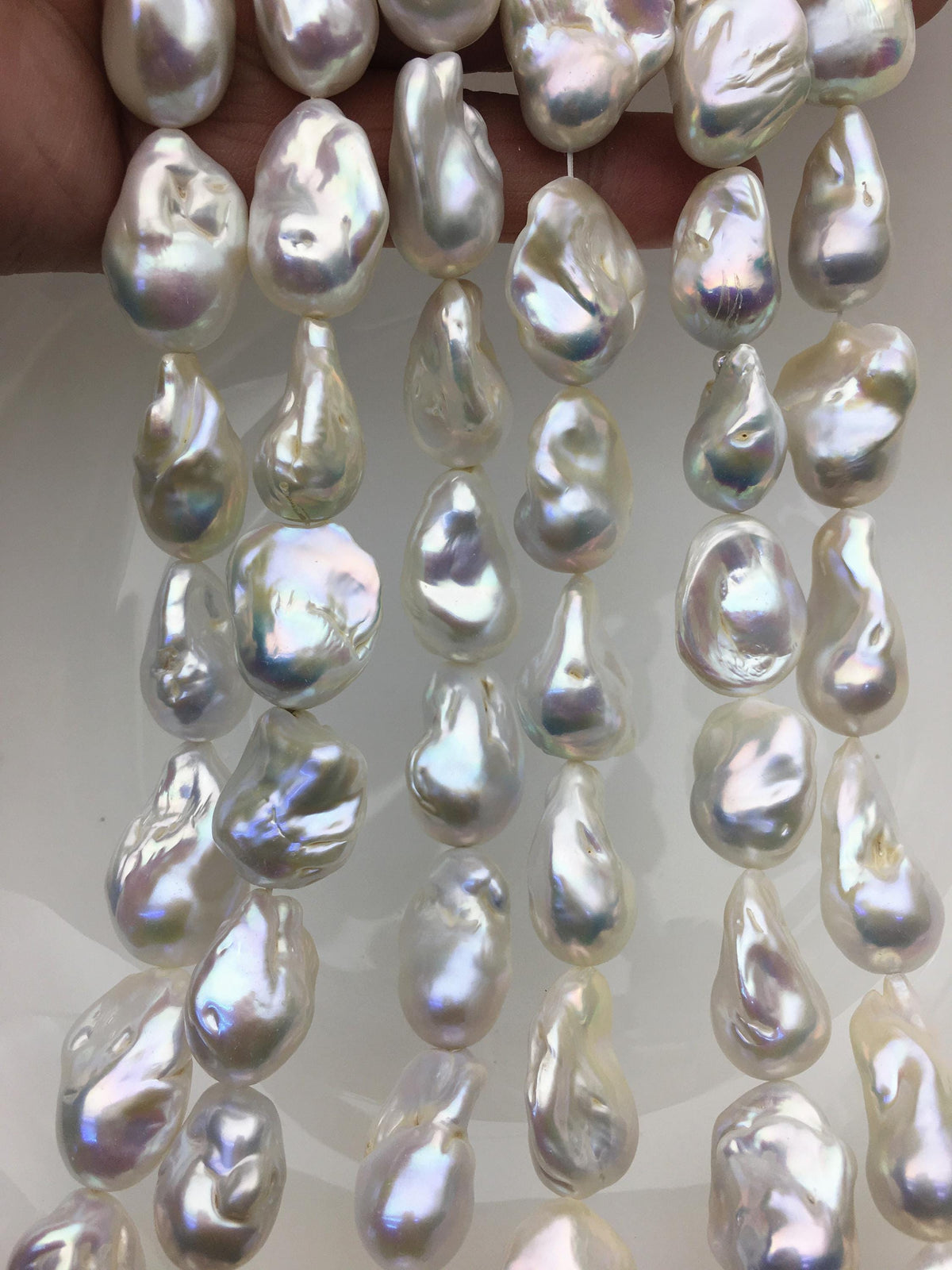 15.5'' AA 15-17mm Big white flame ball pearl,FL15-2A-5-17
