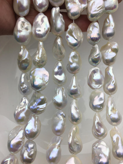 15.5'' AA 15-17mm Big white flame ball pearl,FL15-2A-5-17