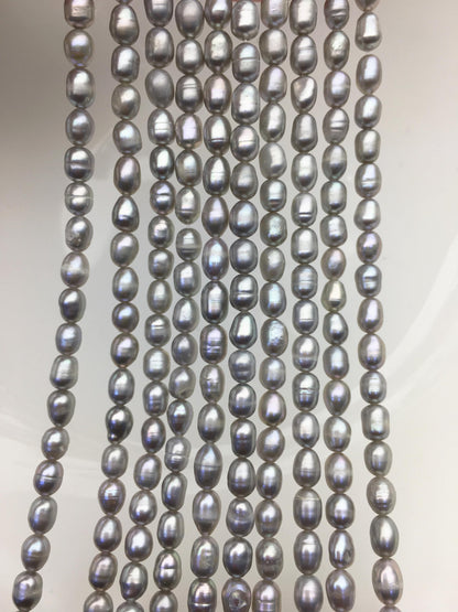 2 strands AA 5-5.5x5-7mm gray rice freshwater pearls,LR5-T1