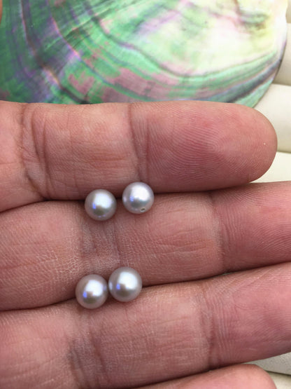2 pairs AAA 6-6.5mm gray round freshwater pearl pair,round loose pearl wholesale,for pearl earrings,for pearl ring,RP6-3A-8