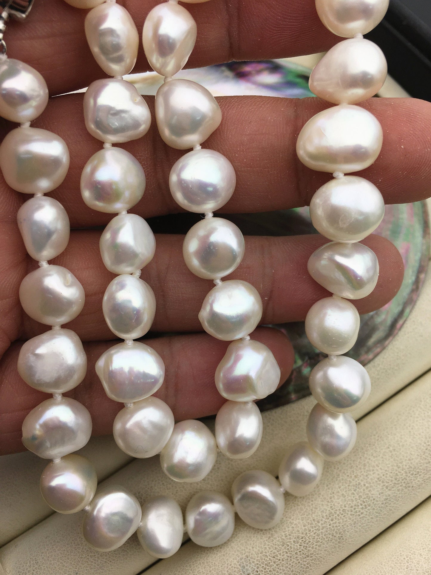 17.5'' AAA 11mm Big White Nugget Freshwater Pearl necklace,NPN1-066
