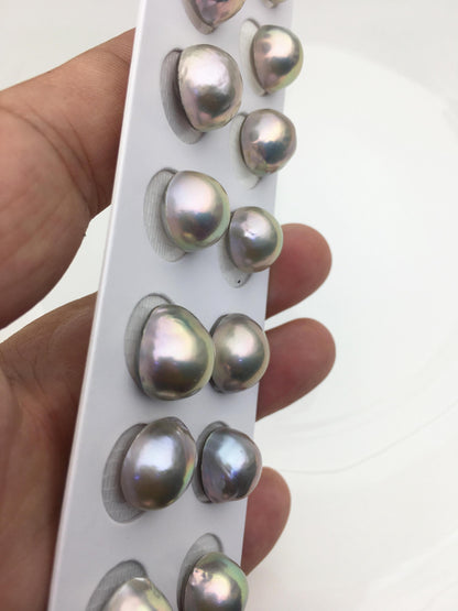 7 pairs AAA 12-13mm Gray Freshwater Mabe Pearl Pair,no hole,Half Ball Button Round Shape,MB-T32