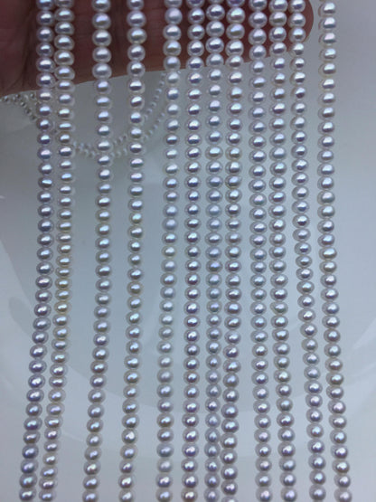 AAA 3.5-4mm tiny white button round freshwater pearls,nucleus pearl,Rondelle pearl Beads,SM3-T1