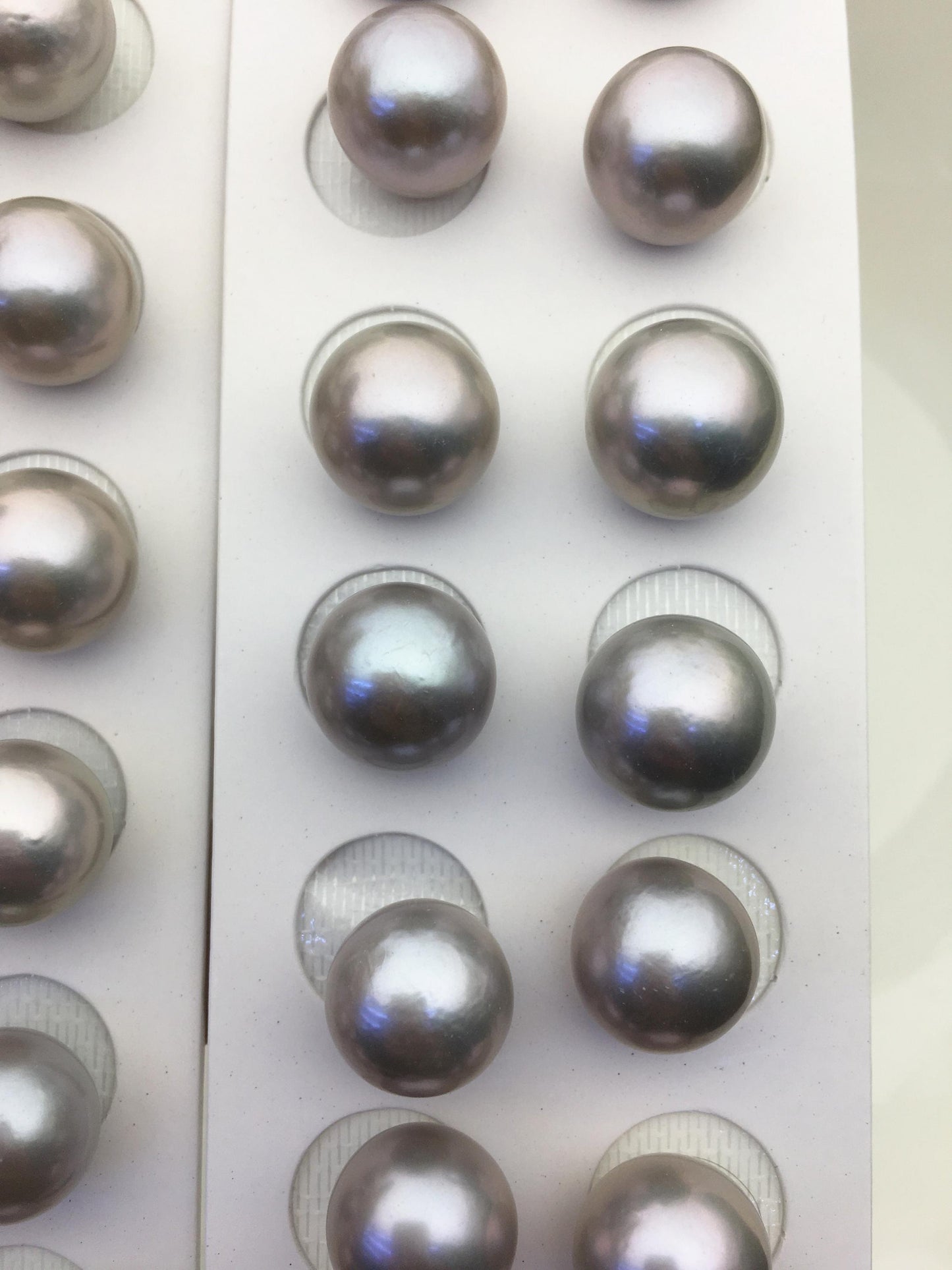 2 pairs AAA 13-14mm Gray Round edison freshwater pearl,half hole, RP13-3A-8