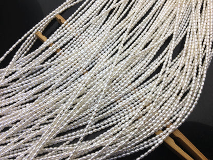 AAA 2-2.2x3-4mm white rice pearls,genuine pearl,Cultured pearl,diy pearl beads,LR2-3A-26