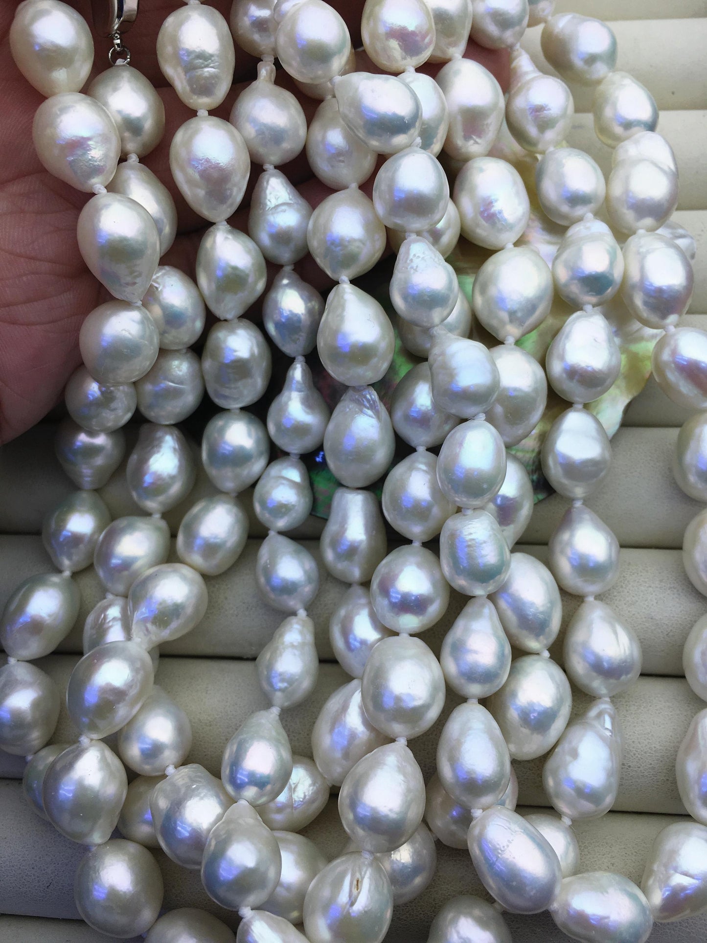 17.5'' AA+ 11-13mm white big baroque drop edison freshwater pearl necklace,NPN1-T30-8