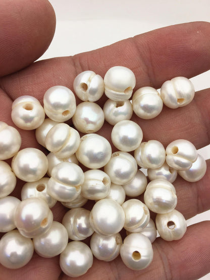 30pcs AA 9.4-10.4mm White potato pearls,2.2mm large hole white pearl beads wholesale,CR10-2A-1