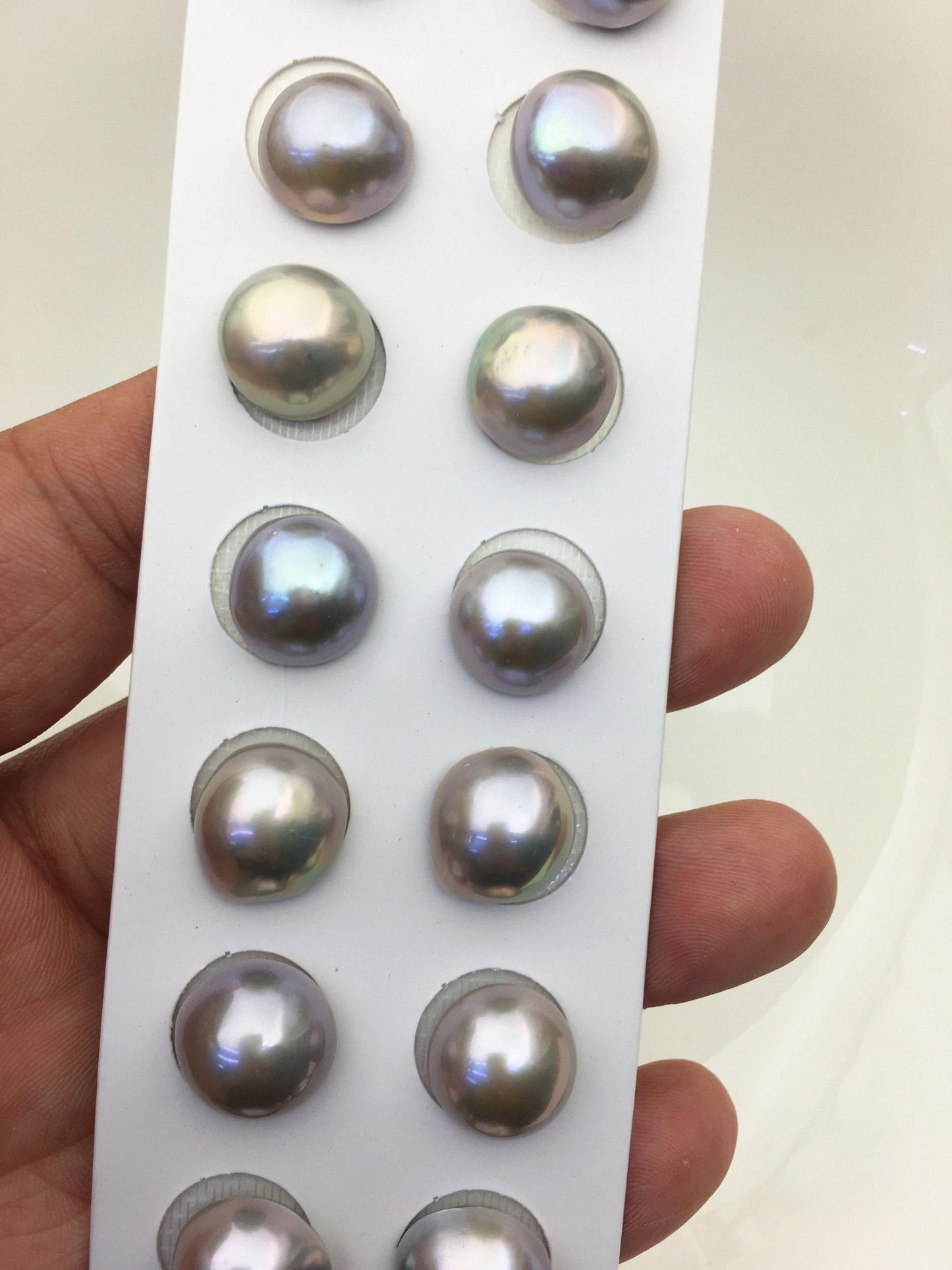2 pairs AAA 13-14mm Gray Baroque Mabe Pearl Pair,no hole,Half Ball Button Round Shape,MB-T40