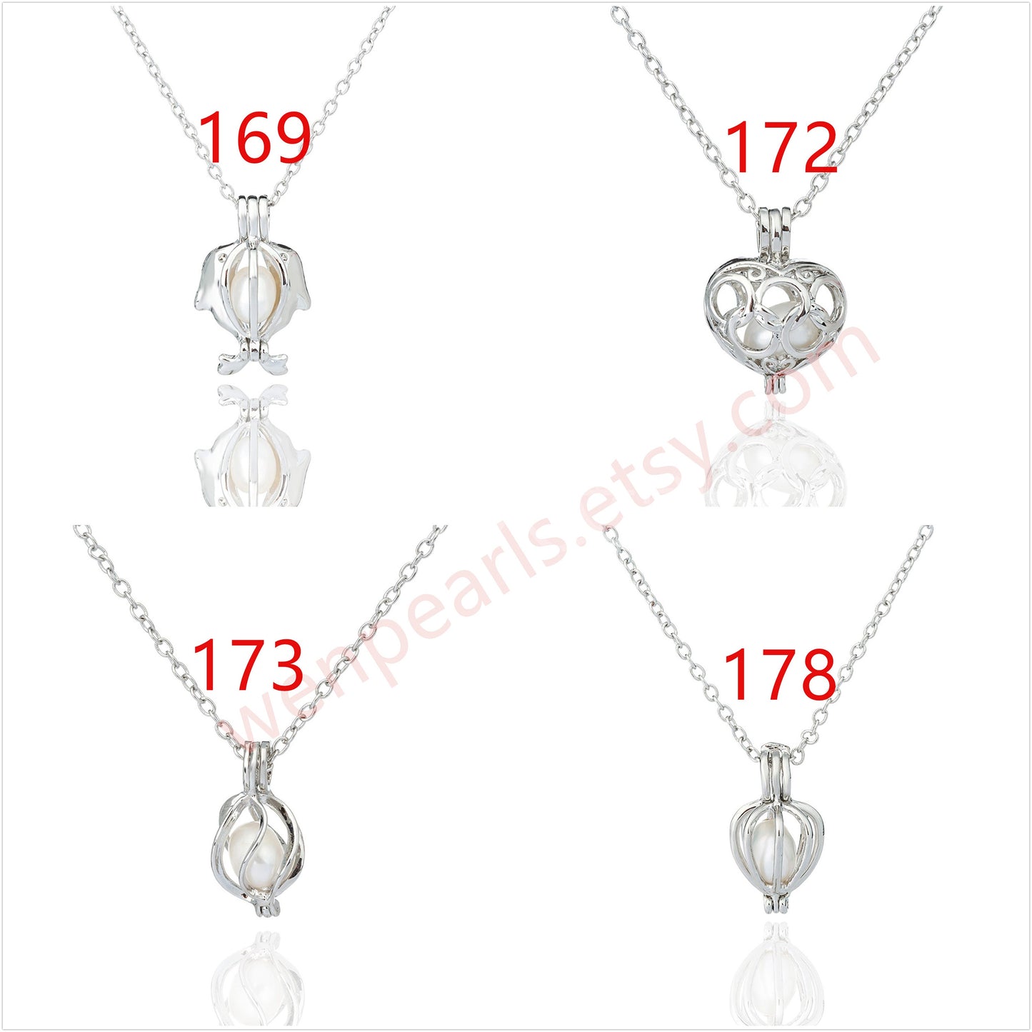 New 2PCS Cage Freshwater Pearl Pendant with Chain,Pearl Cage Pendant Necklace,Locket Cage pendants For Pearl Oysters With Pearls,AAL-001