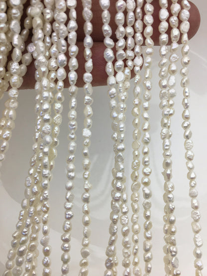 14'' AA 3-3.5mm Tiny white nugget freshwater pearls,irregular nugget freshwater pearl strand,LM3-3A-4