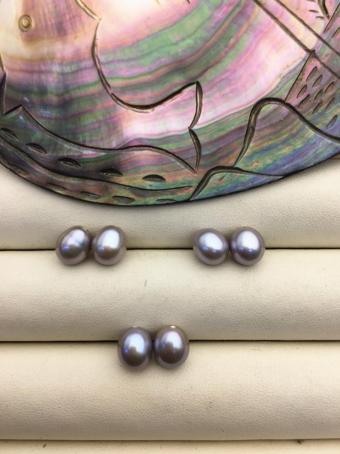 2 pairs AAA 7.5-8mm gray rice freshwater pearls pairs,oval pearl earrings,for dangle pearl earrings,LR7-3A-9