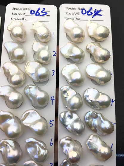 1 pair AAA 13-18x20-28mm White Flame ball Pearl Pairs-0.9mm top half hole-large Baroque freshwater pearl pairs,Fire Ball Pearl,FL15-3A-8-41